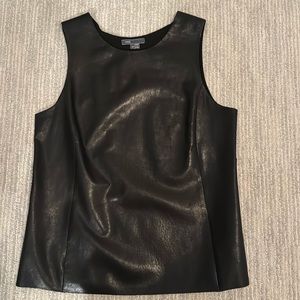 Vince Sleeveless Leather Top, Black, Size 8, EUC